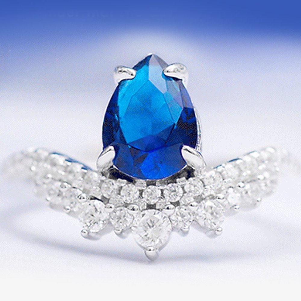 Blue Sapphire Gemstone ring, size 7, 925 Sterling Silver Charmed Aroma